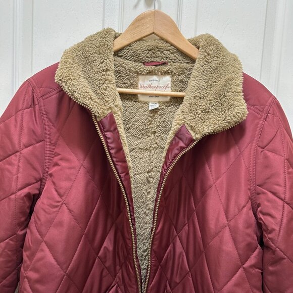 New Weatherproof Women's Sherpa Lined Quilted Jacket Coat Parka Size M Warm - Picture 2 of 16